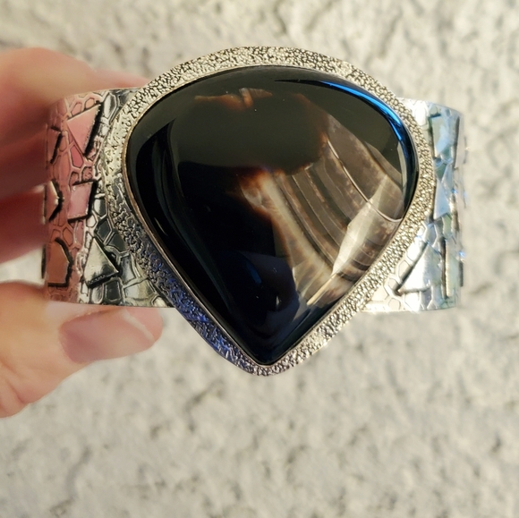 New Banded Agate 925 Silver Cuff Bracelet. - Picture 12 of 15